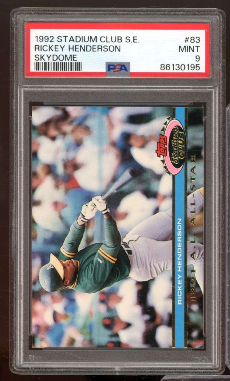 Rickey Henderson Card 1992 Stadium Club Skydome #83 PSA 9 Image 1