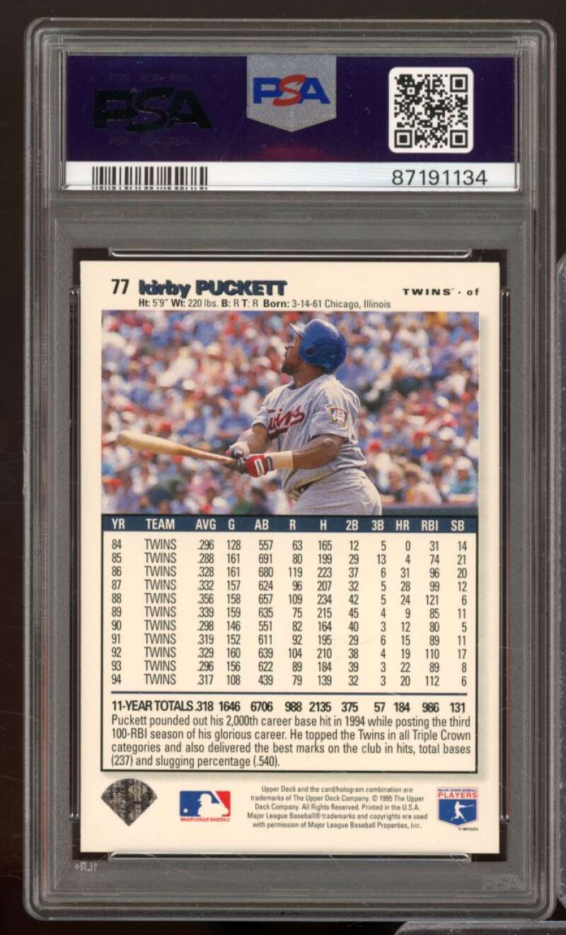 Kirby Puckett Card 1995 Collector's Choice #77 PSA 8 Image 2