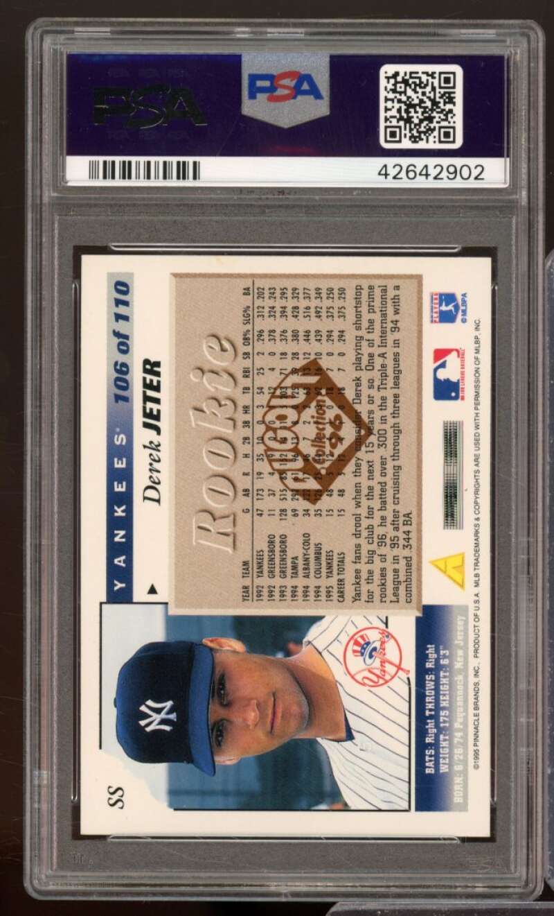 Derek Jeter Card 1996 Score Dugout Collection #106 PSA 9 Image 2