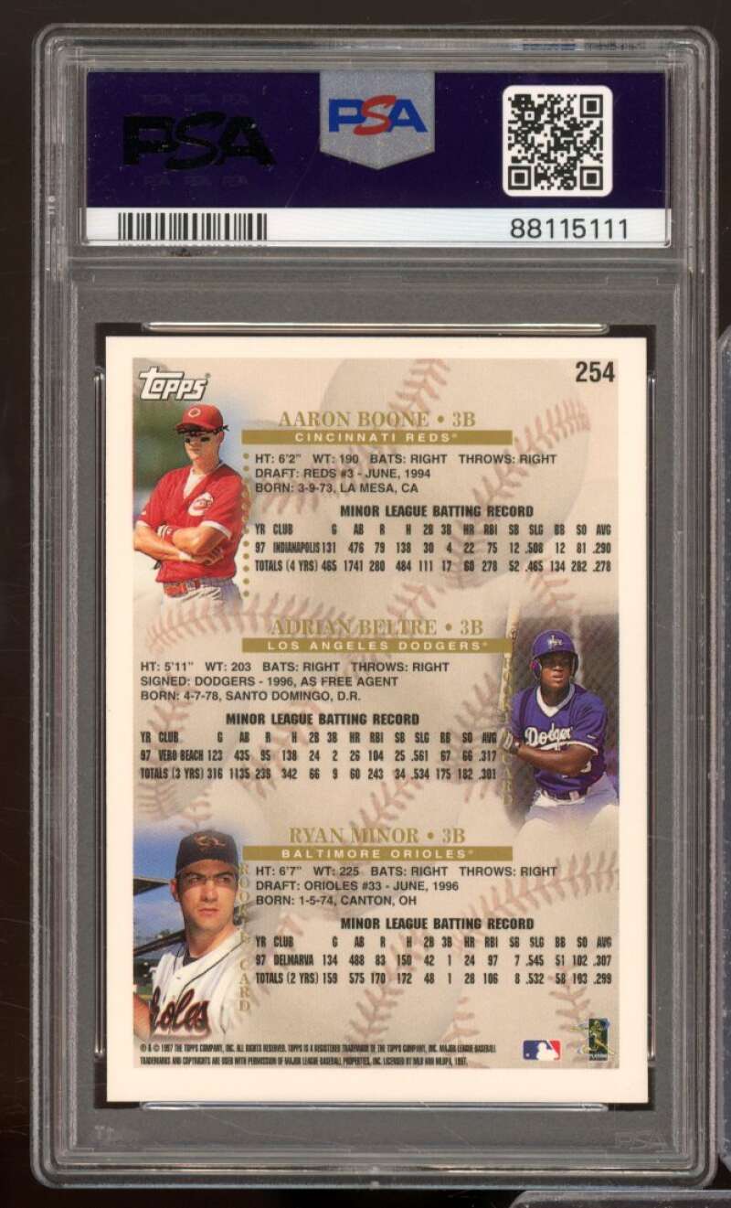 Adrian Beltre/Aaron Boone/Mike Minor Card 1998 Topps #254 PSA 8 Image 2