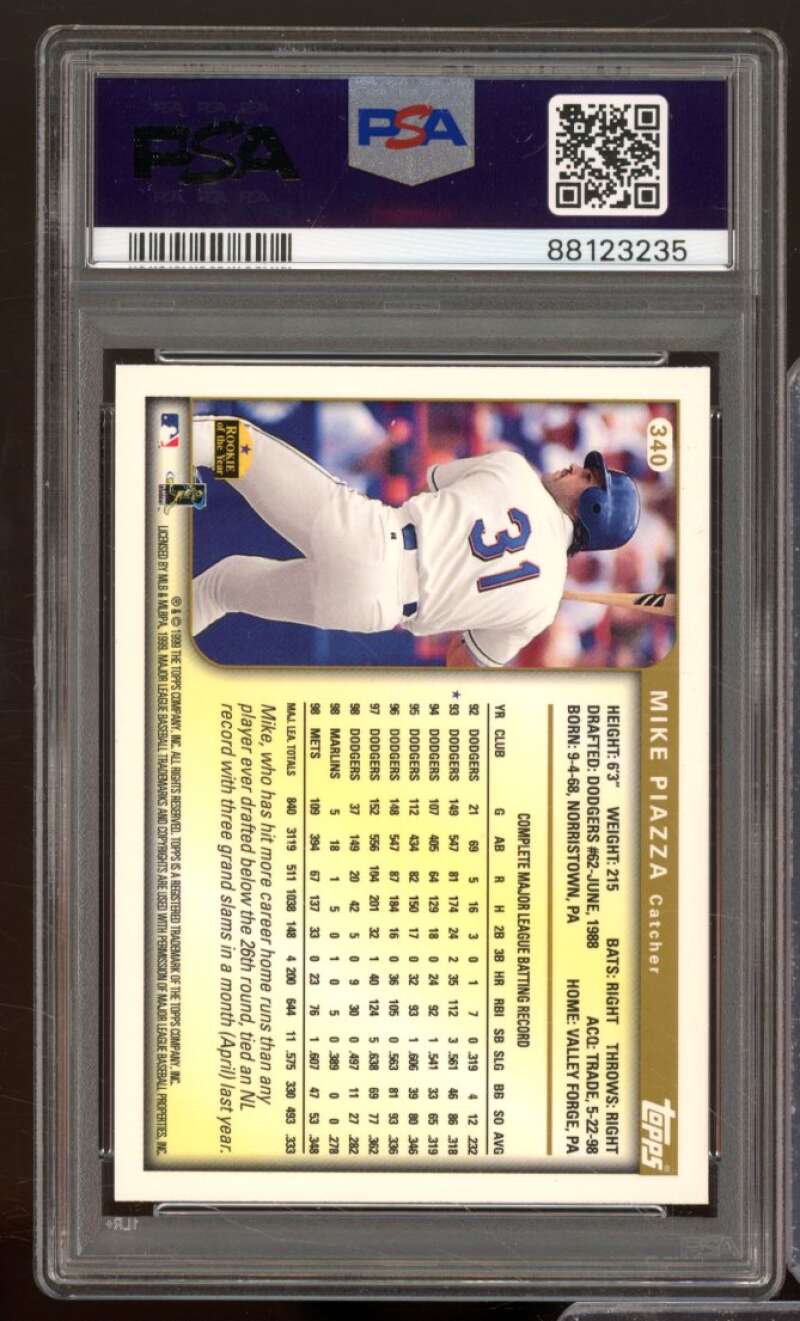 Mike Piazza Card 1999 Topps #340 PSA 9 Image 2