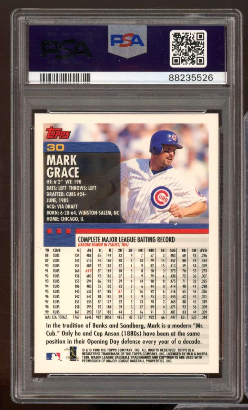 Mark Grace Card 2000 Topps #30 PSA 9 Image 2