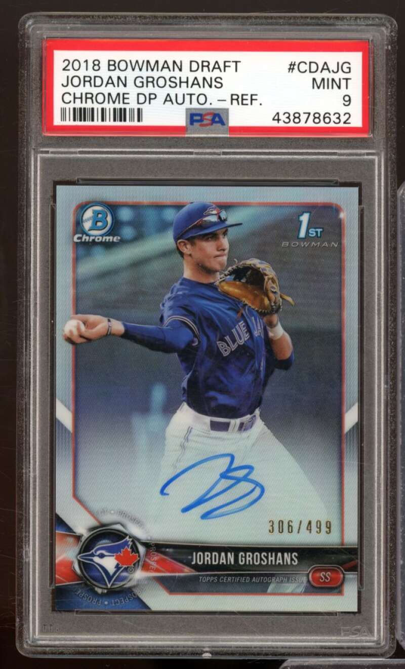 Jordan Groshans Card 2018 Bowman Draft Chrome DP Auto Refractor #CDAJG PSA 9 Image 1