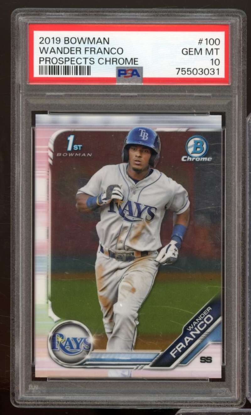 Wander Franco Rookie Card 2019 Bowman Prospects Chrome #100 PSA 10 Image 1