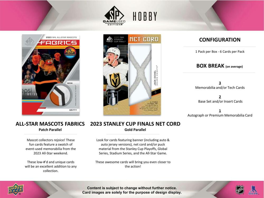 2023-24 Upper Deck SP Game Used Hockey Hobby Box Image 5