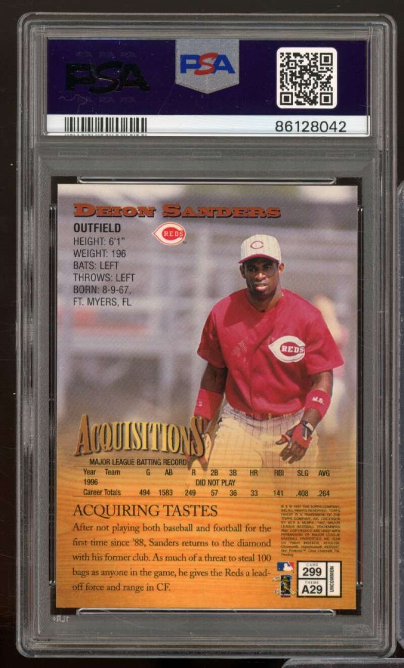 Deion Sanders Card 1997 Finest #299 PSA 9 Image 2