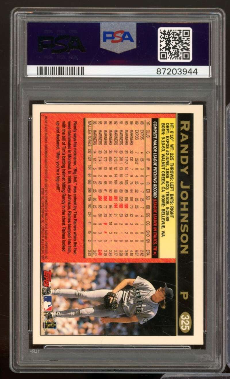 Randy Johnson Card 1997 Topps #325 PSA 9 Image 2