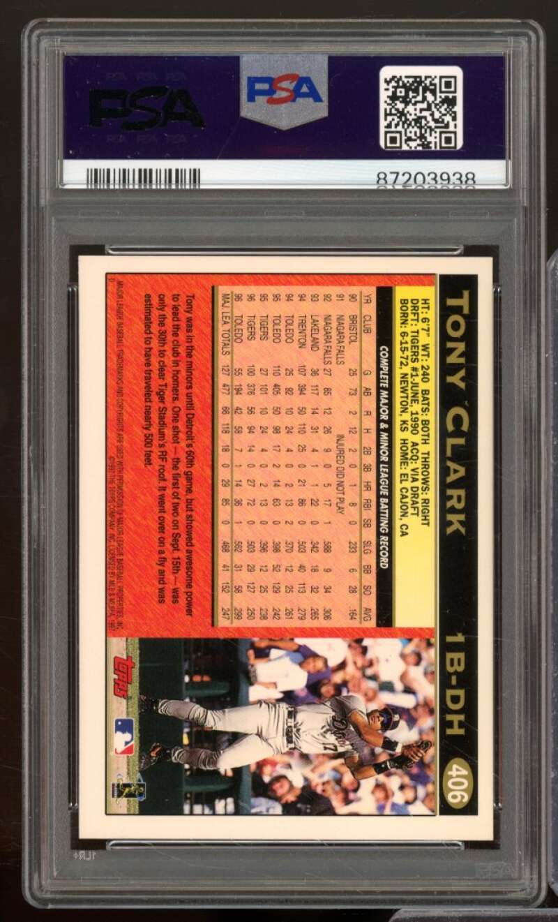 Tony Clark Card 1997 Topps #406 PSA 9 Image 2