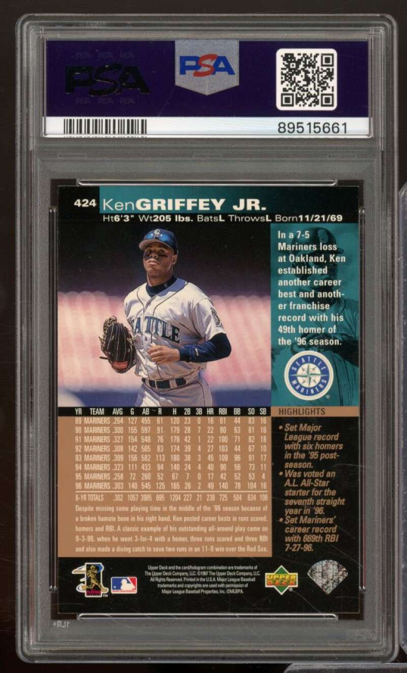 Ken Griffey Jr. Card 1997 Upper Deck #424 PSA 7 Image 2