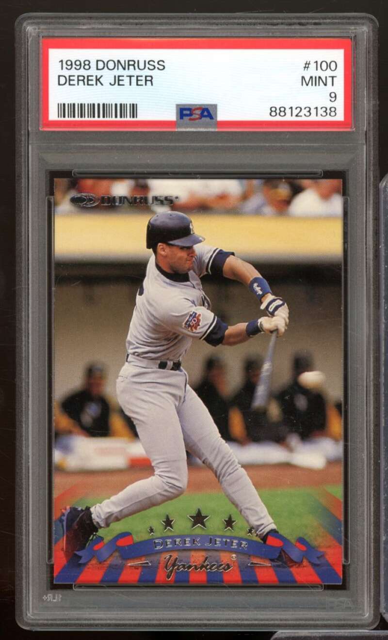 Derek Jeter Card 1998 Donruss #100 PSA 9 Image 1