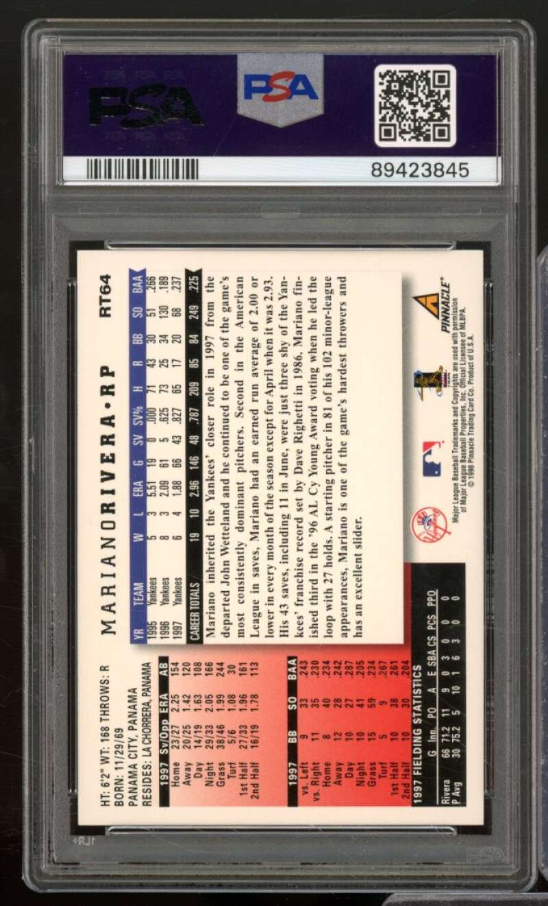 Mariano Rivera Card 1998 Score #64 PSA 9 Image 2