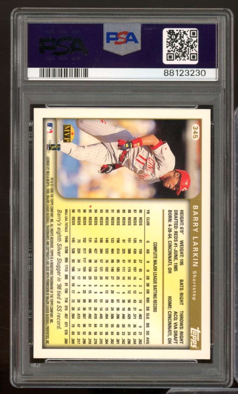 Barry Larkin Card 1999 Topps #345 PSA 9 Image 2