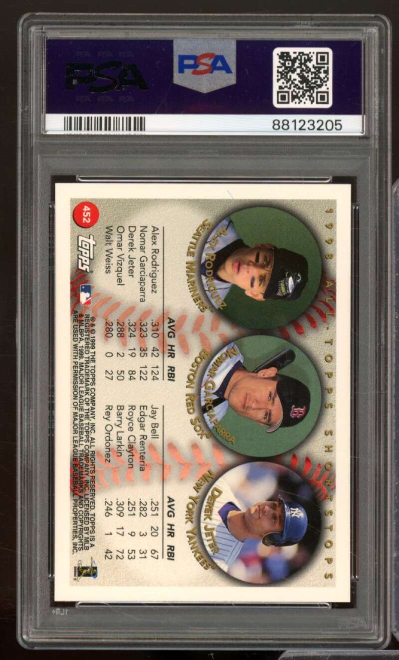 Alex Rodriguez/Nomar Garciaparra/Derek Jeter Card 1999 Topps #452 PSA 9 Image 2