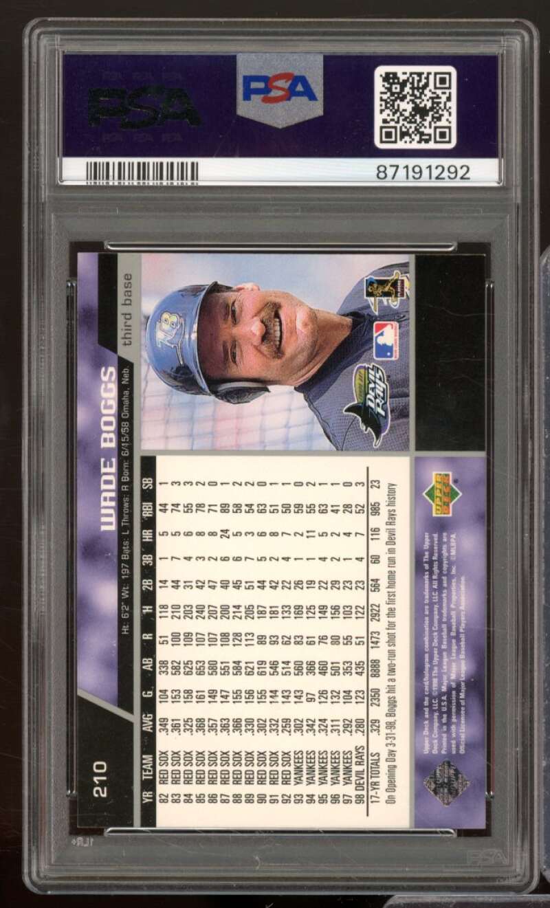 Wade Boggs Card 1999 Upper Deck #210 PSA 9 Image 2