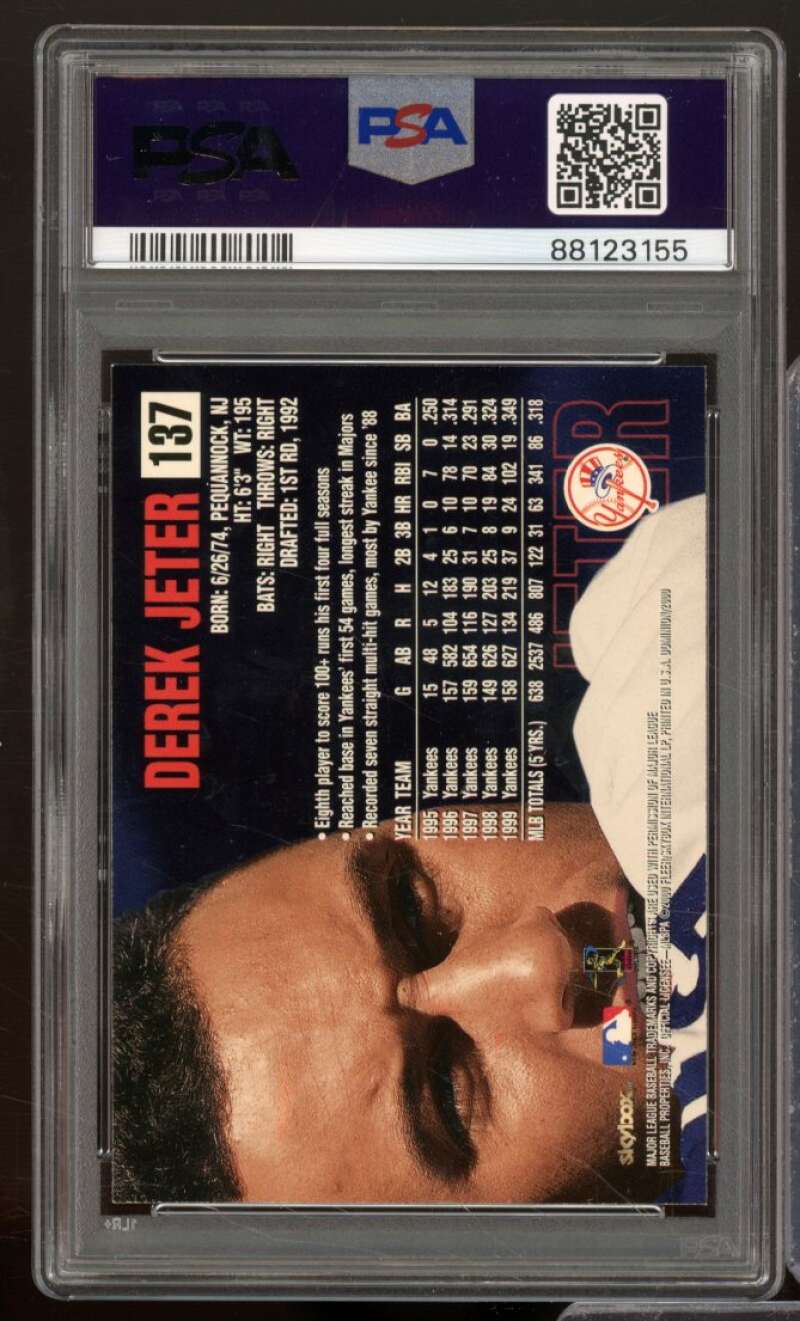 Derek Jeter Card 2000 Skybox Dominion #137 PSA 9 Image 2