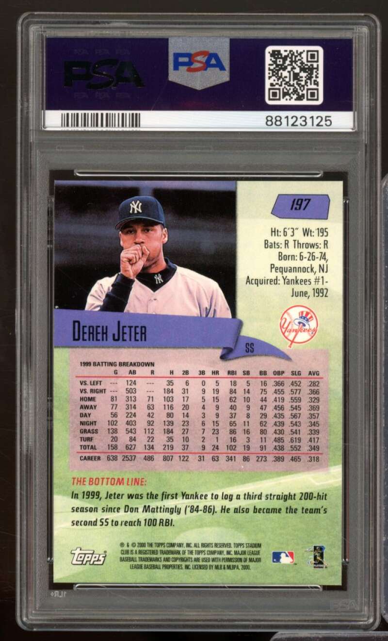 Derek Jeter Card 2000 Stadium Club #197 PSA 9 Image 2