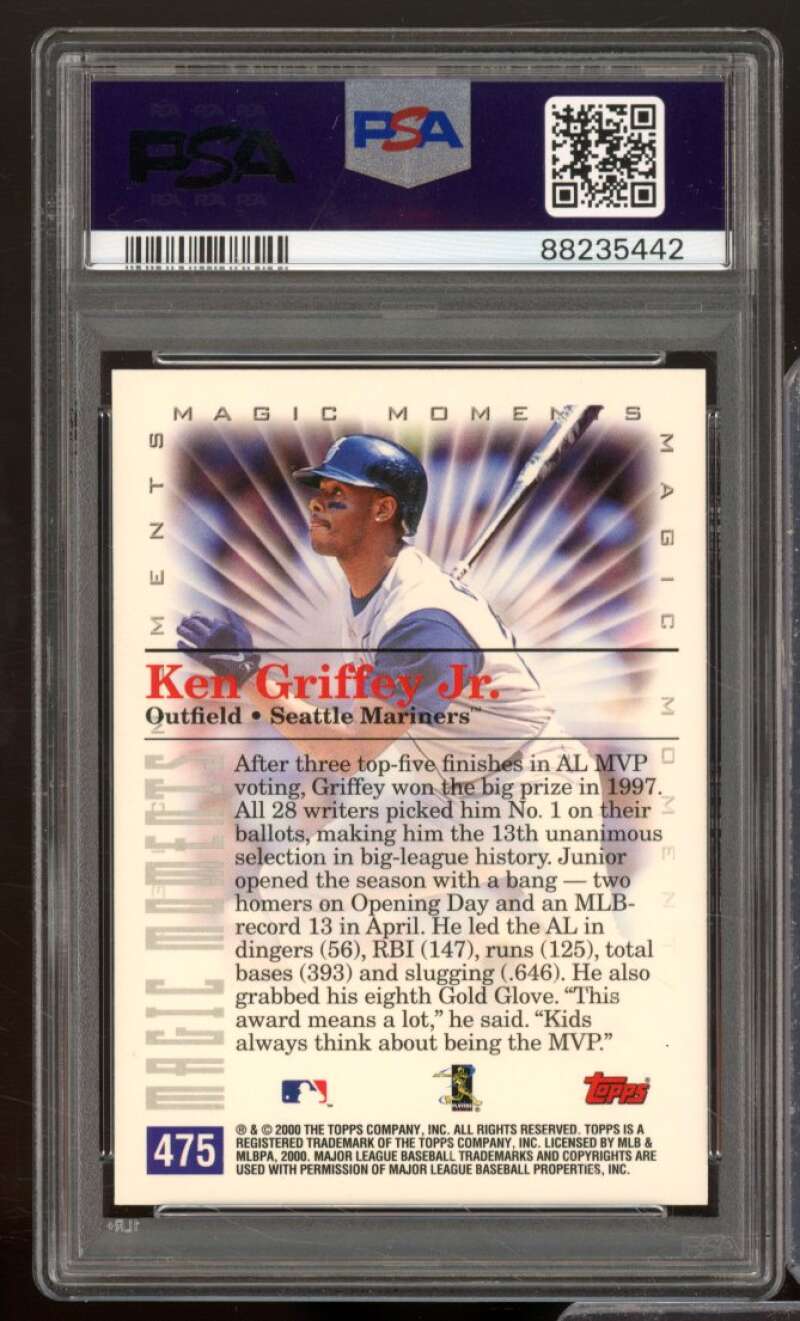 Ken Griffey Jr. Card 2000 Topps #475 PSA 8 Image 2