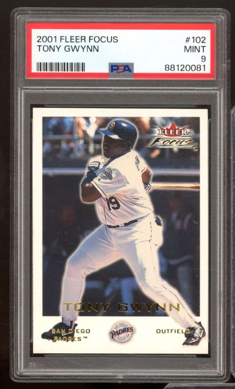 Tony Gwynn Card 2001 Fleer Focus #102 PSA 9 Image 1