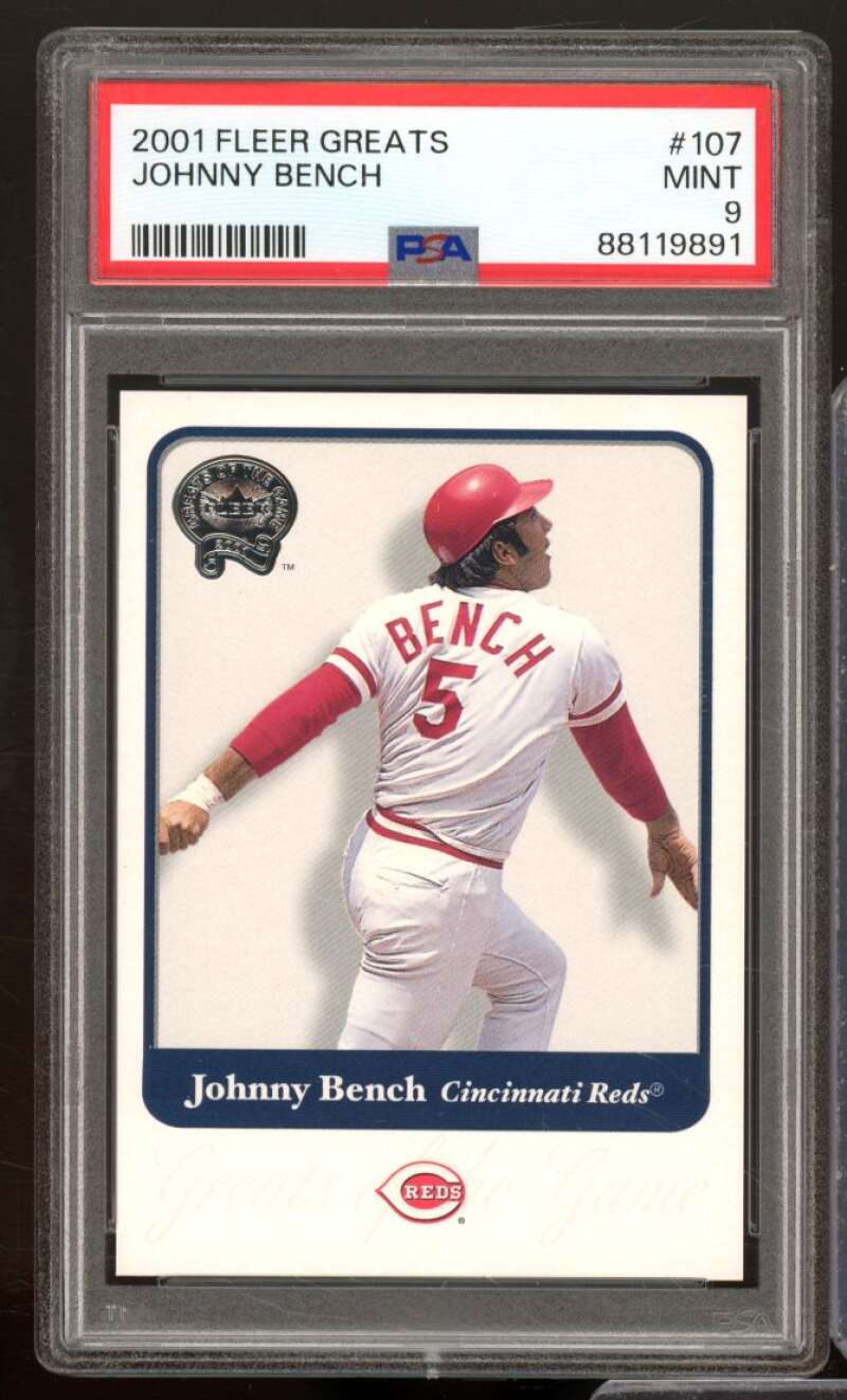 Johnny Bench Card 2001 Fleer Greats #107 PSA 9 Image 1