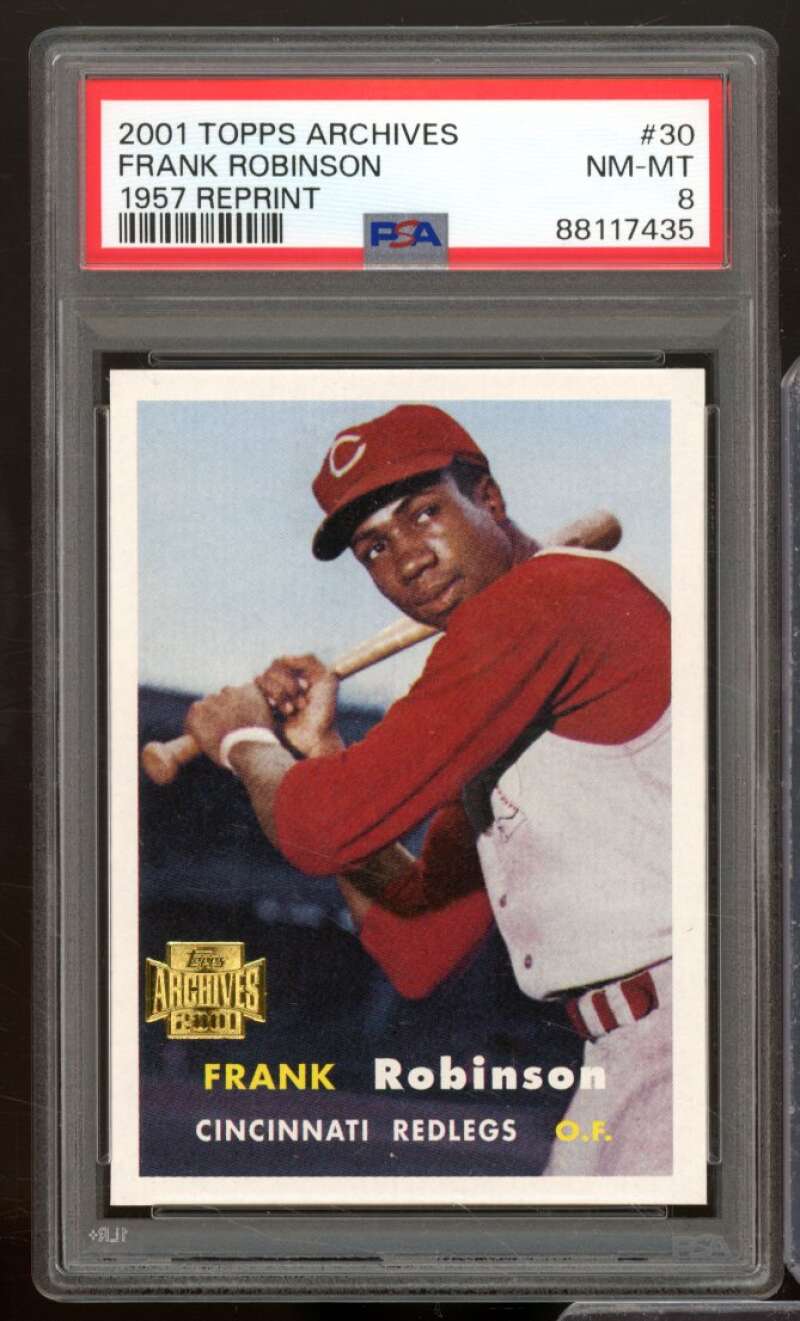 Frank Robinson Card 2001 Topps Archives 1957 Rerint #30 PSA 8 Image 1