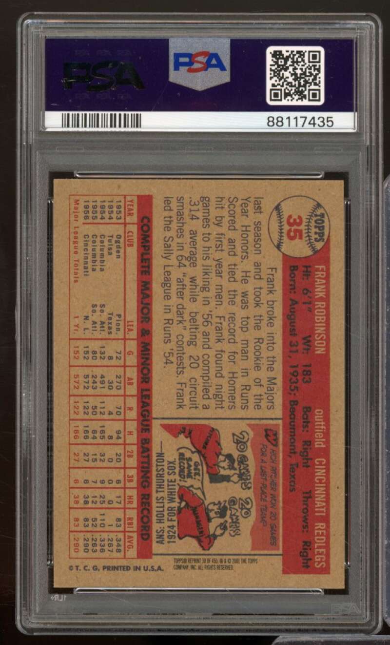 Frank Robinson Card 2001 Topps Archives 1957 Rerint #30 PSA 8 Image 2