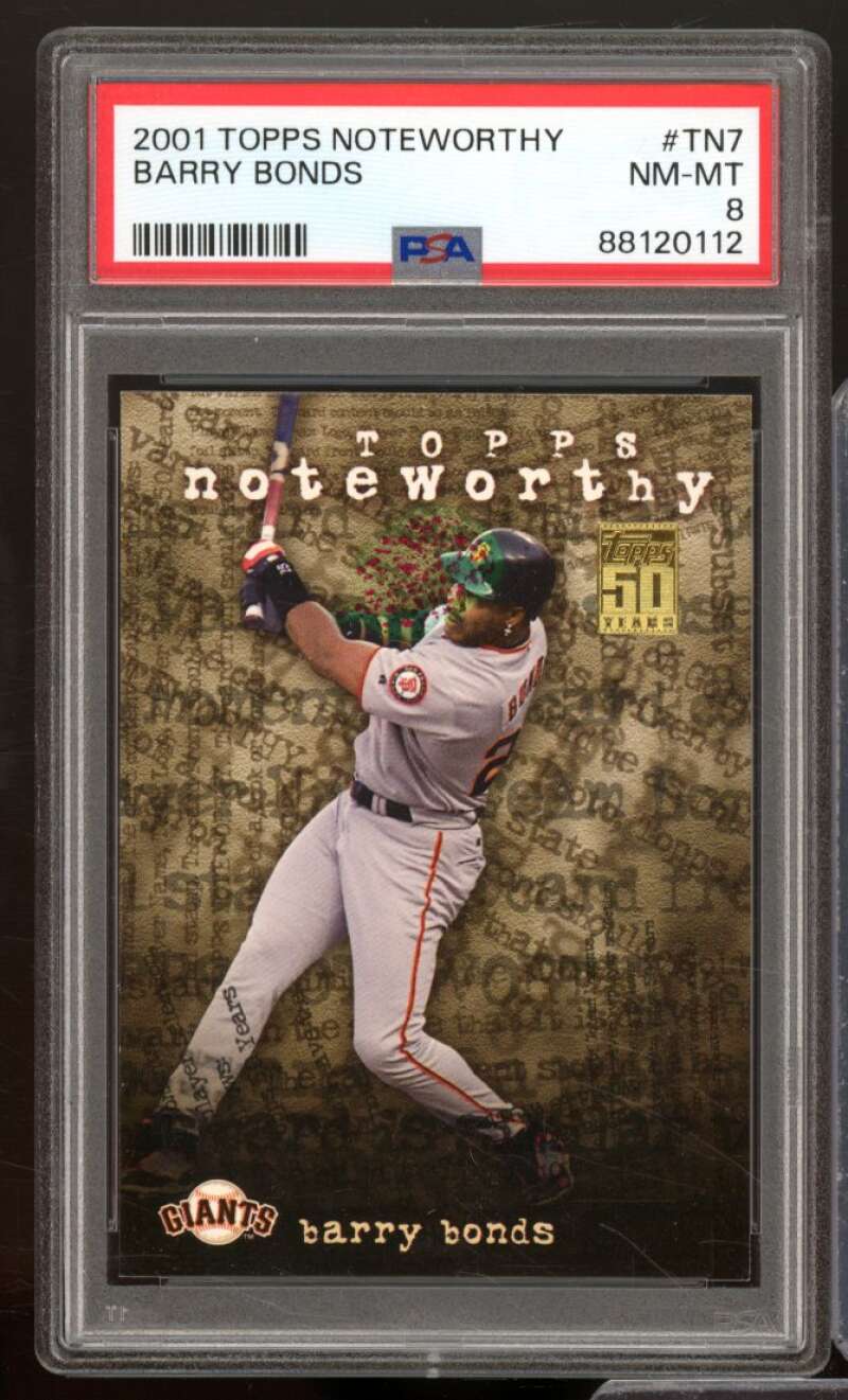 Barry Bonds Card 2001 Topps Noteworthy #TN7 PSA 8 Image 1