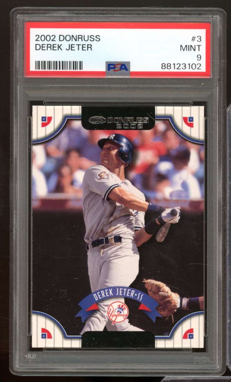 Derek Jeter Card 2002 Donruss #3 PSA 9 Image 1