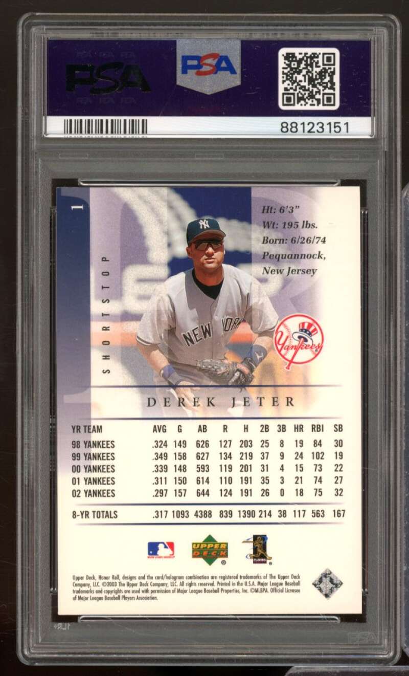 Derek Jeter Card 2003 U.D. Honor Roll #1 PSA 9 Image 2