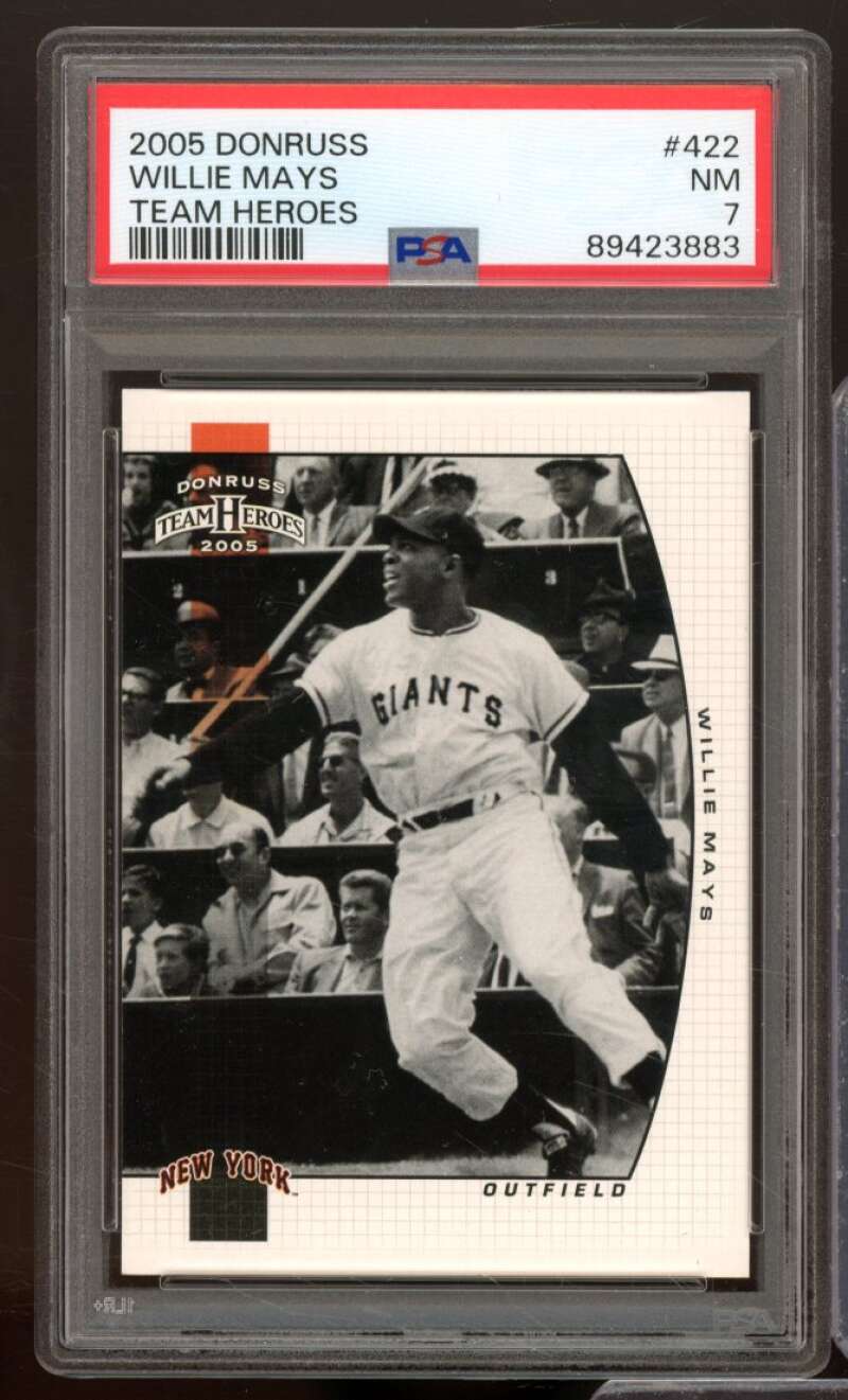 Willie Mays Card 2005 Donruss Team Heroes #422 PSA 7 Image 1