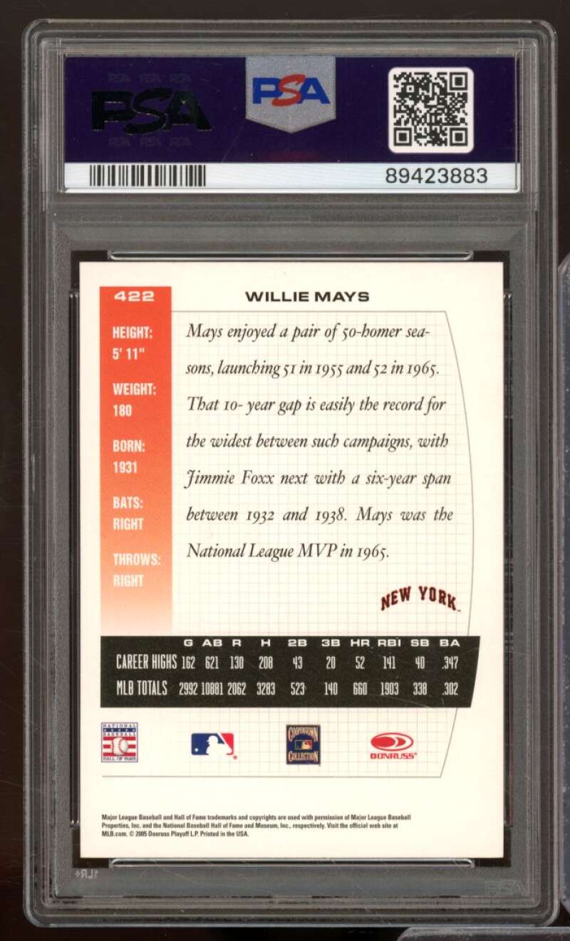 Willie Mays Card 2005 Donruss Team Heroes #422 PSA 7 Image 2