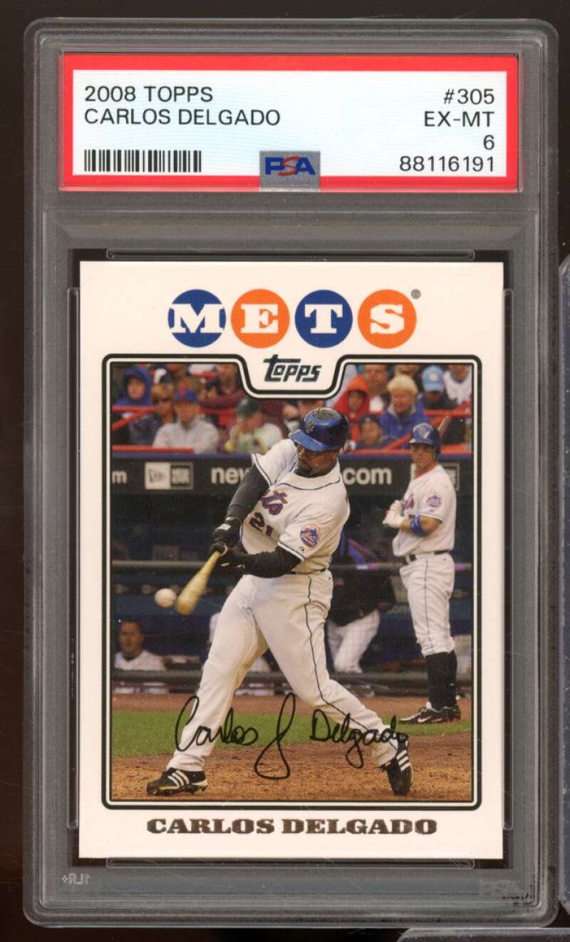 Carlos Delgado Card 2008 Topps #305 PSA 6 Image 1