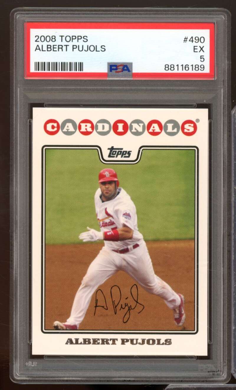 Albert Pujols Card 2008 Topps #490 PSA 5 Image 1