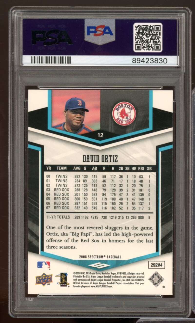 David Ortiz Card 2008 U.D. Spectrum #12 PSA 9 Image 2