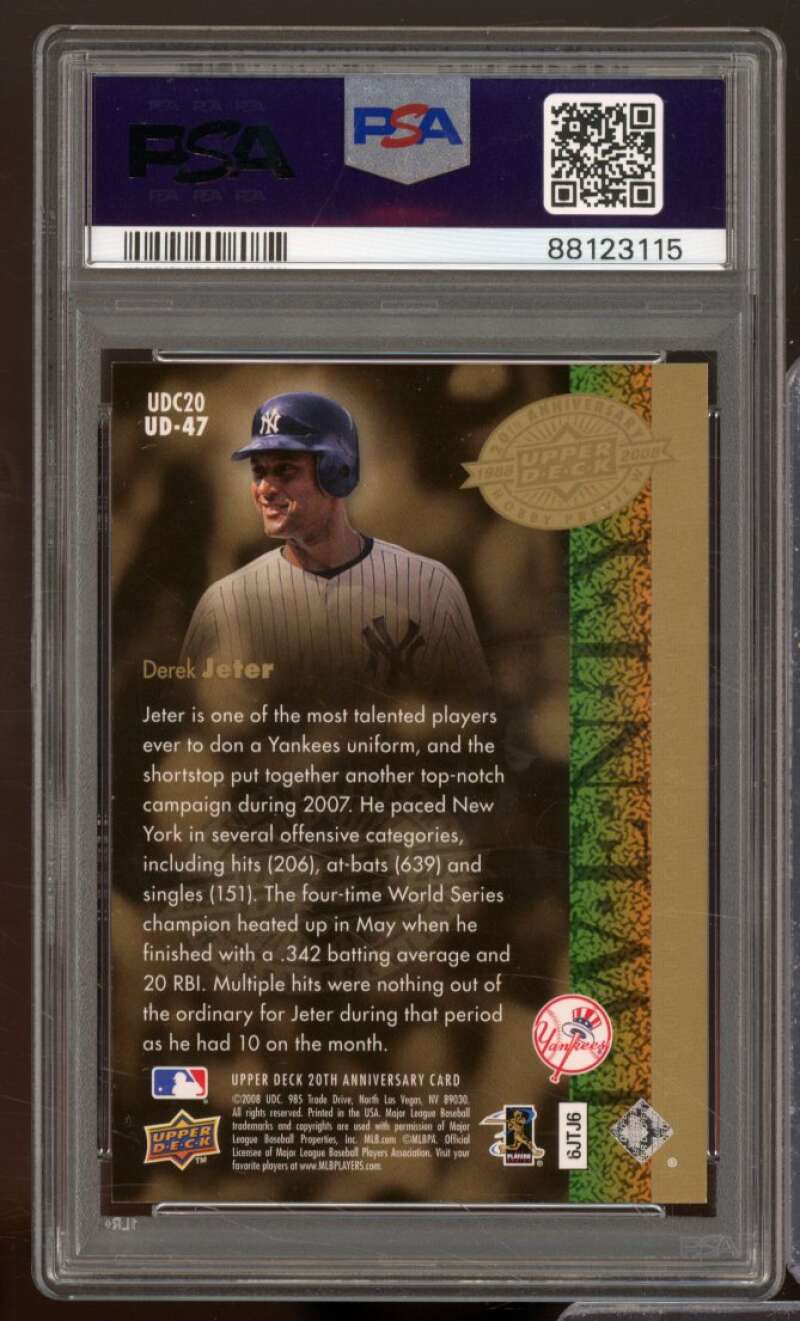 Derek Jeter Card 2008 Upper Deck #UD-47 PSA 9 Image 2