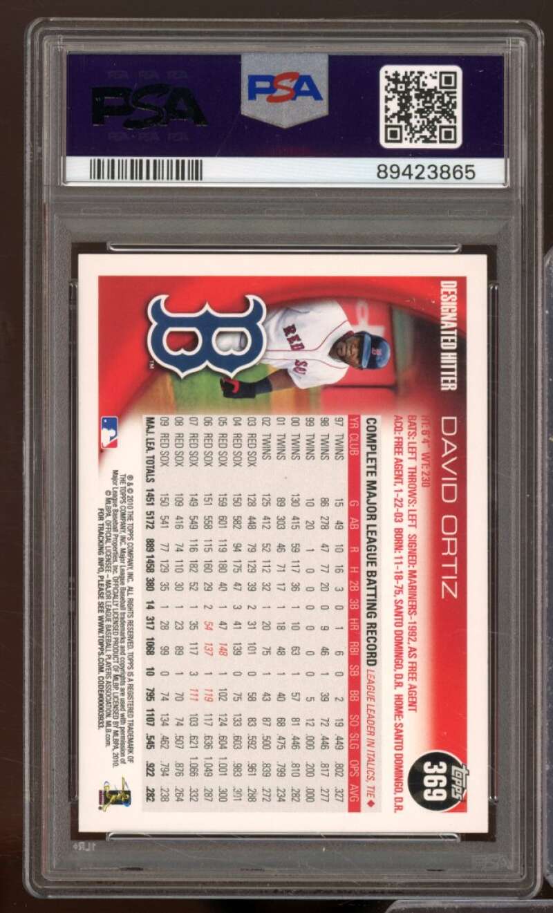 David Ortiz Card 2010 Topps #369 PSA 9 Image 2