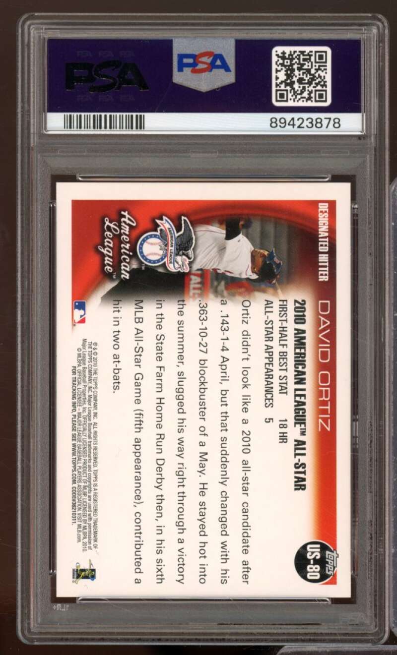 David Ortiz Card 2010 Topps Update #US80 PSA 9 Image 2