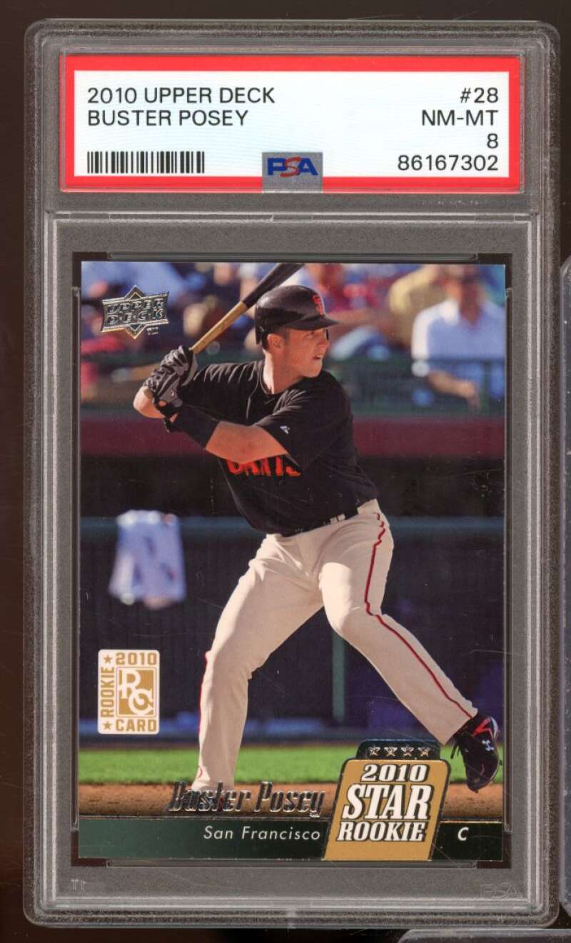 Buster Posey Rookie Card 2010 Upper Deck #28 PSA 8 Image 1