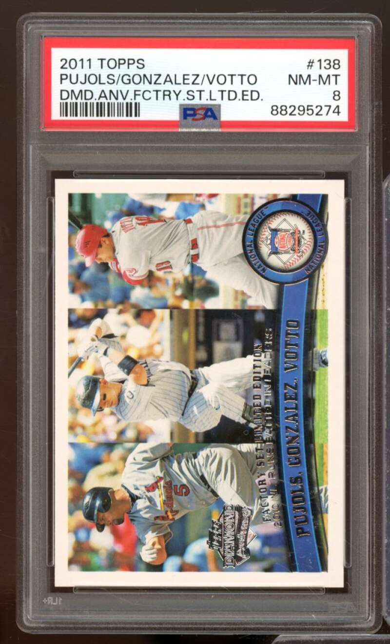 Albert Pujols/Gonzalez/Votto 2011 Topps Diamond Factory Set Limited #138 PSA 8 Image 1