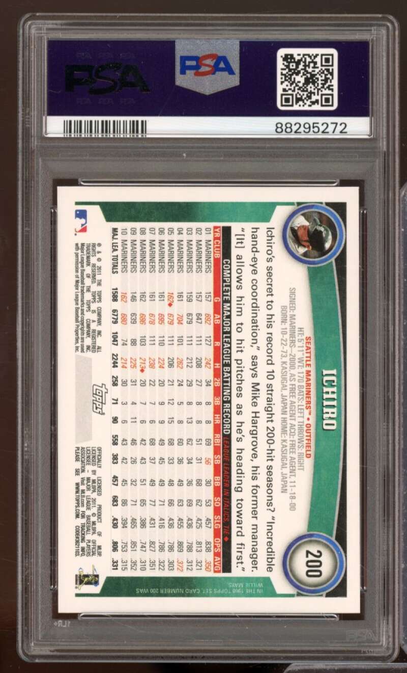 Ichiro Suzuki Card 2011 Topps Diamond Anniversary Factory Set Limited #200 PSA 8 Image 2