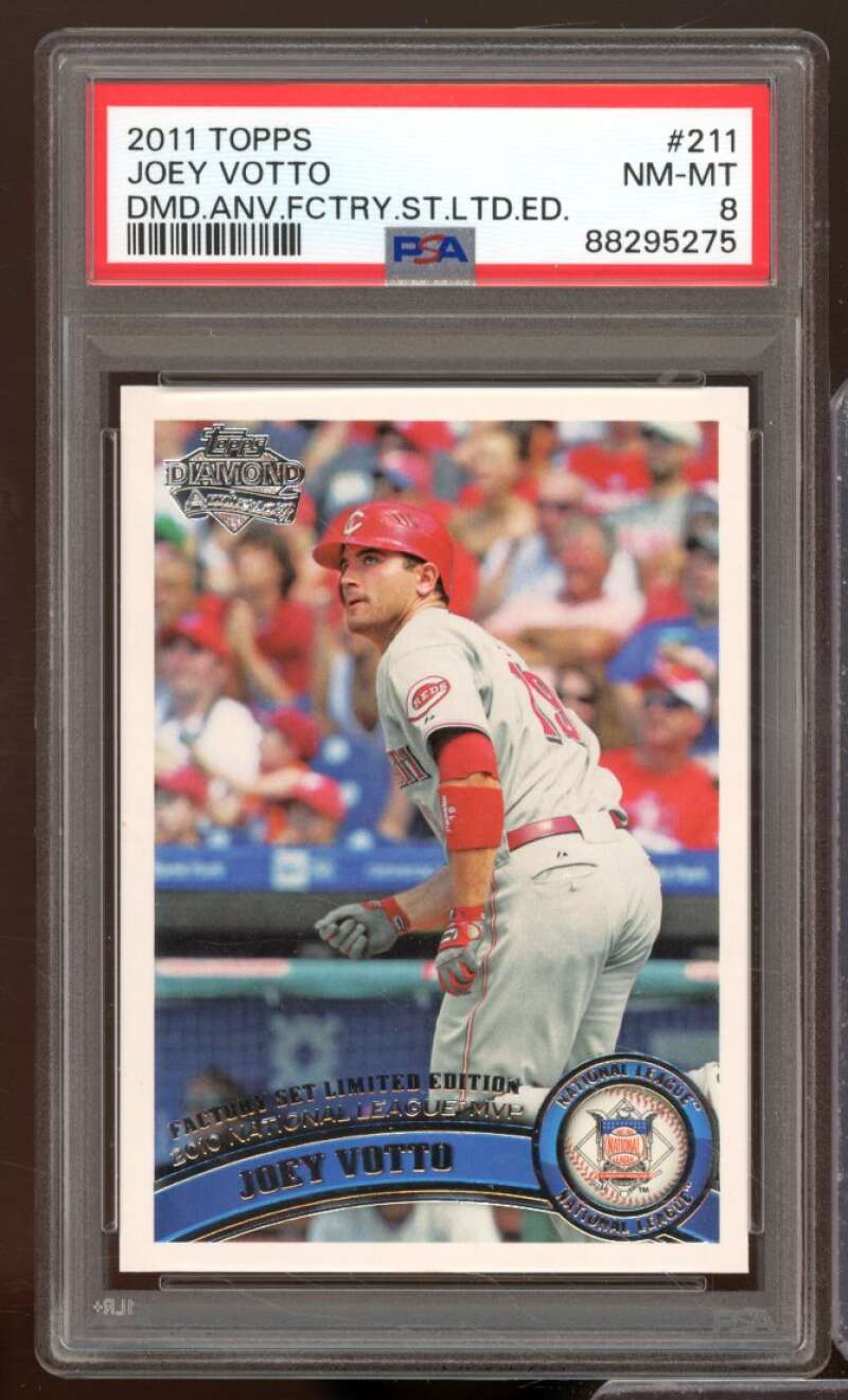 Joey Votto Card 2011 Topps Diamond Anniversary Factory Set Limited #211 PSA 8 Image 1