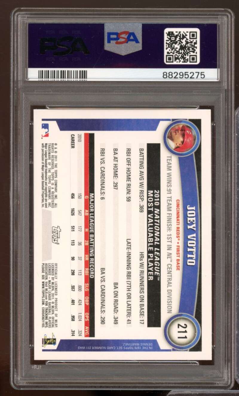 Joey Votto Card 2011 Topps Diamond Anniversary Factory Set Limited #211 PSA 8 Image 2