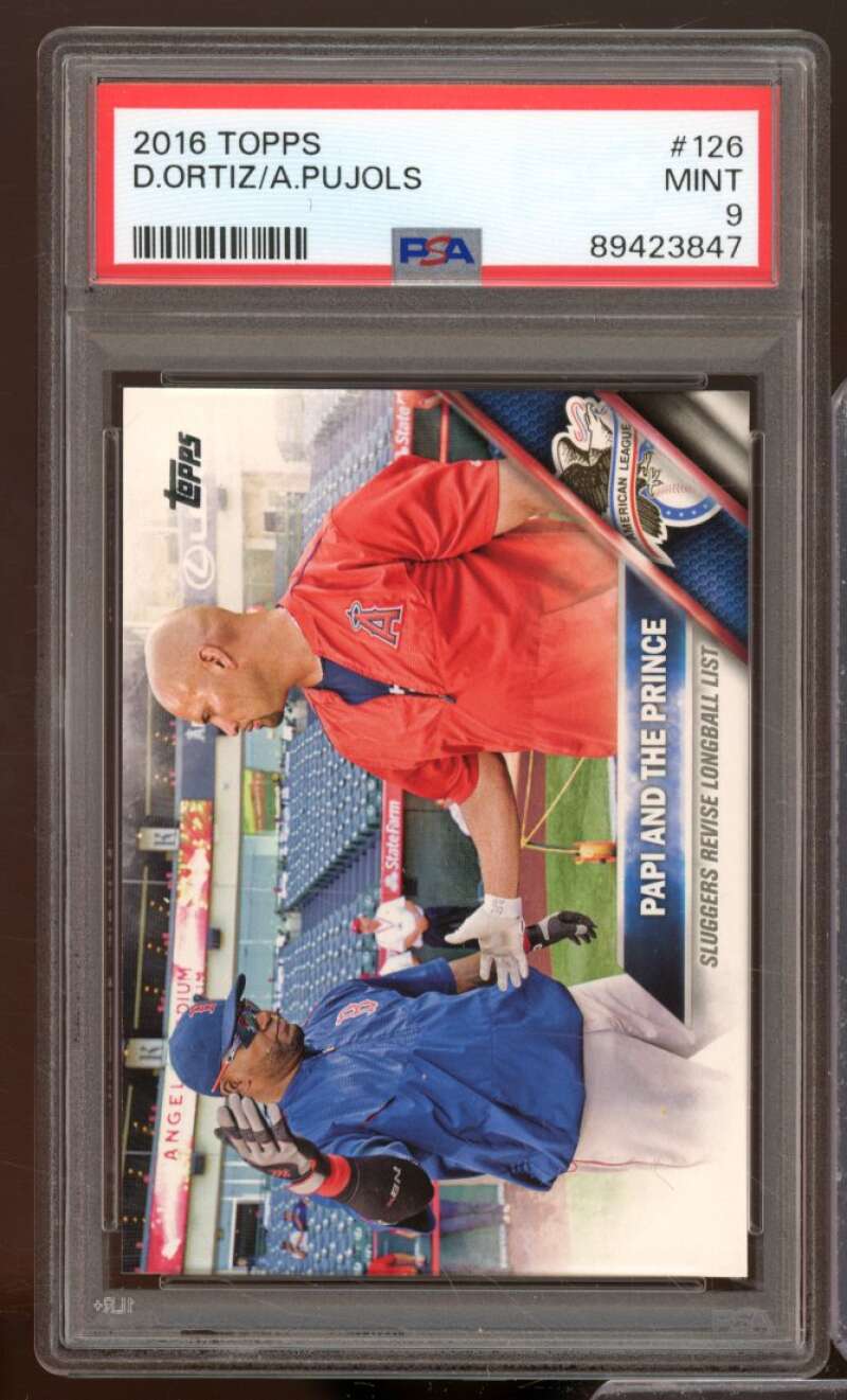 David Ortiz/Albert Pujols Card 2016 Topps #126 PSA 9 Image 1