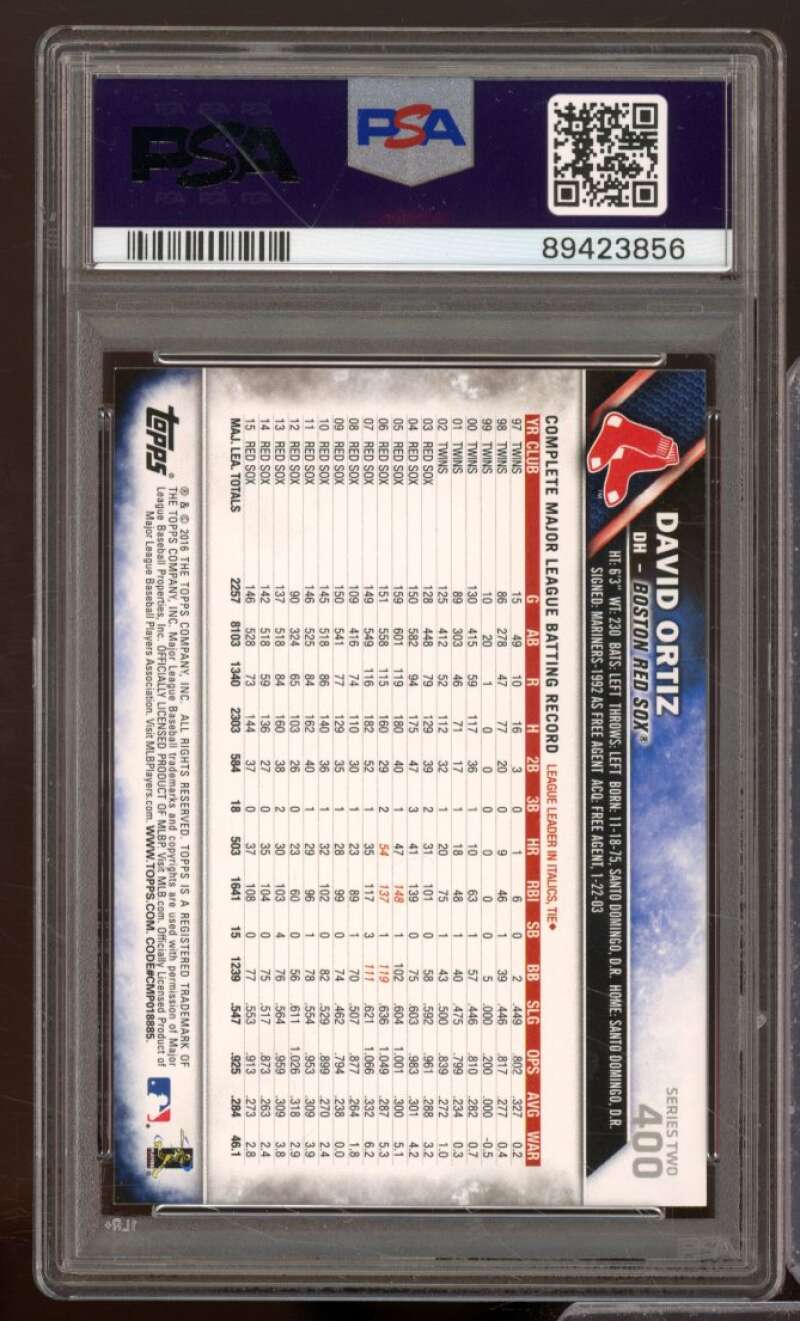 David Ortiz Card 2016 Topps #400 PSA 9 Image 2