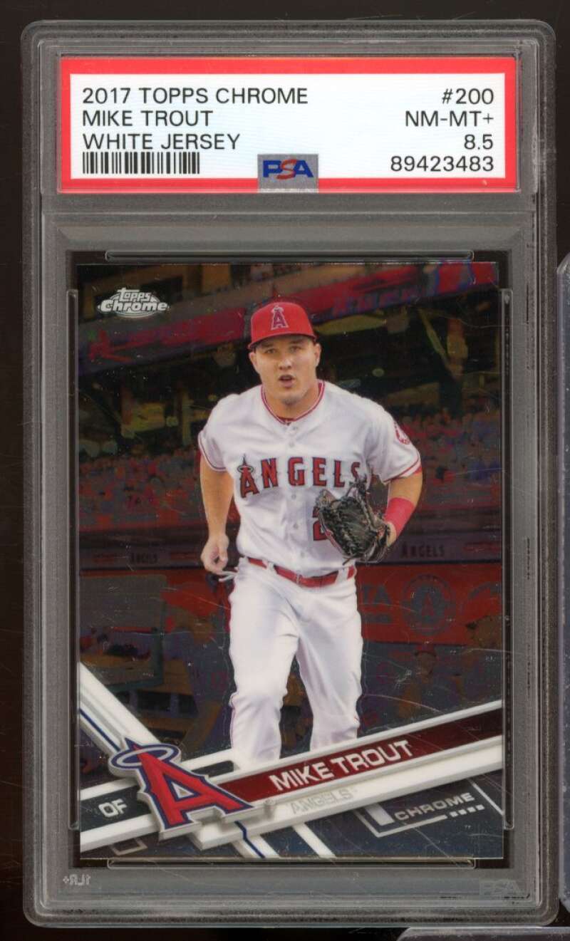 Mike Trout Card 2017 Topps Chrome #200 PSA 8.5 Image 1