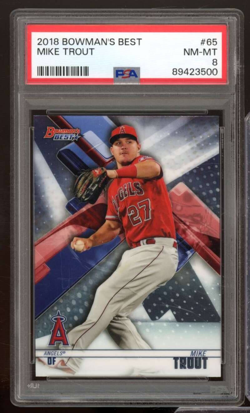 Mike Trout Card 2018 Bowman's Best #65 PSA 8 Image 1