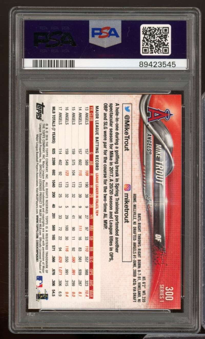 Mike Trout Card 2018 Topps #300 PSA 6 Image 2