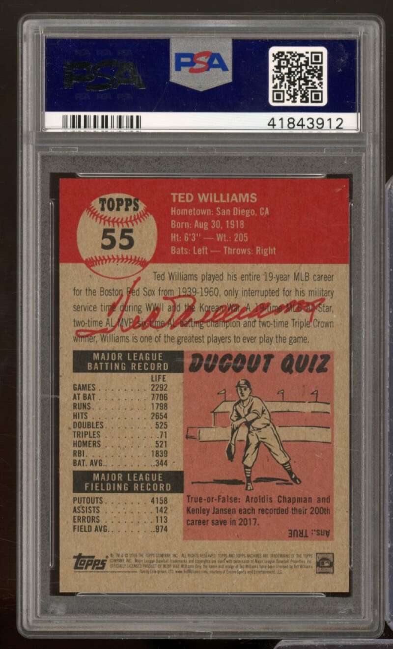 Ted Williams Card 2018 Topps Living #55 PSA 9 (scratch on holder) Image 2