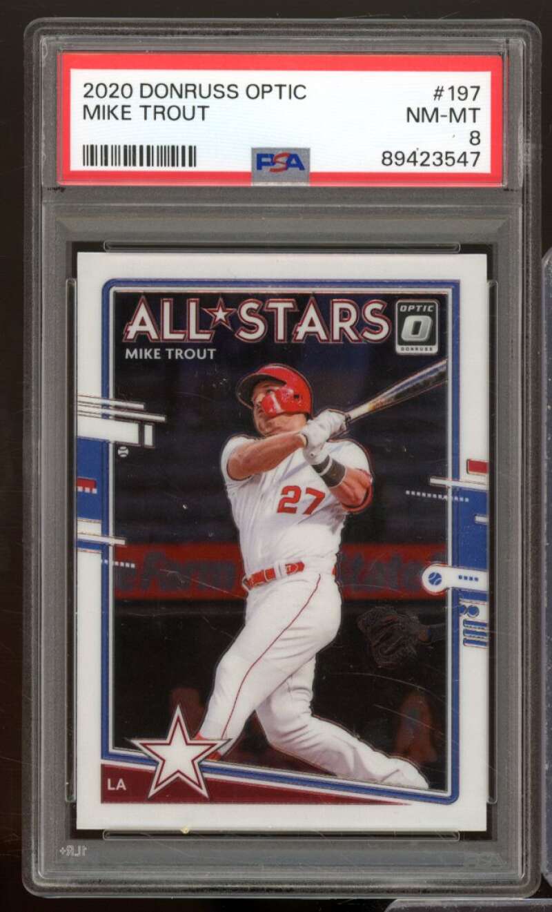 Mike Trout Card 2020 Donruss Optic #197 PSA 8 Image 1