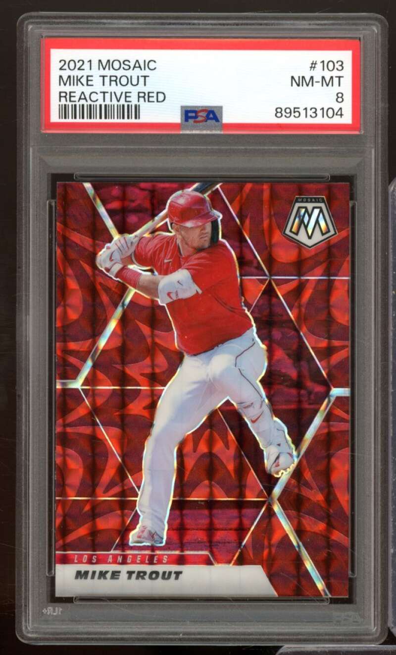 Mike Trout Card 2021 Mosaic Reactive Red #103 PSA 8 Image 1