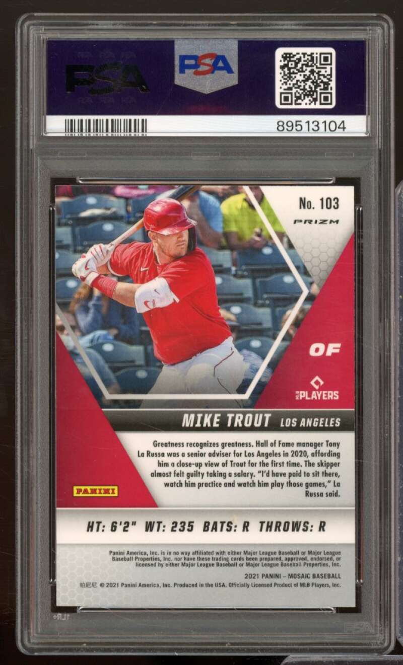 Mike Trout Card 2021 Mosaic Reactive Red #103 PSA 8 Image 2